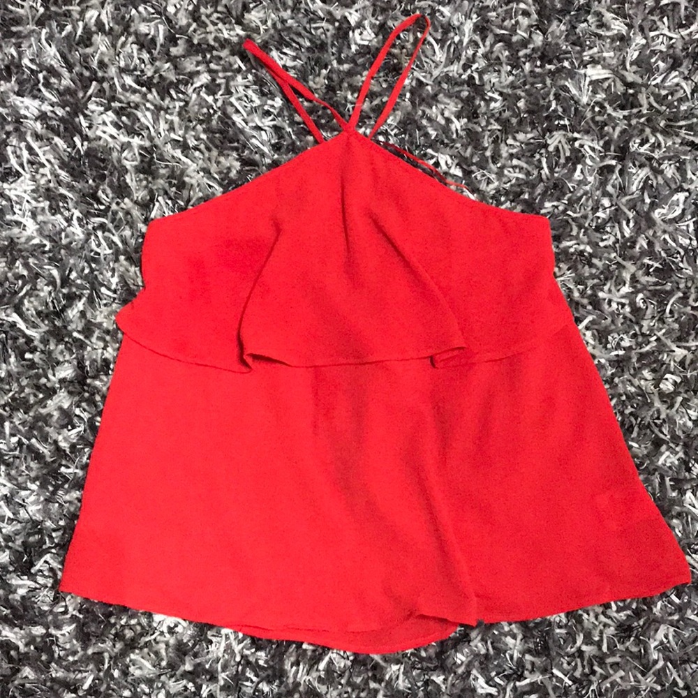 Lily White Red Ruffle Blouse